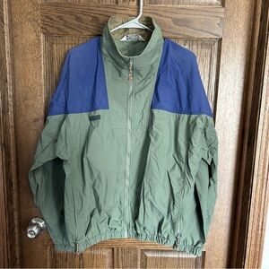 Columbia Men's Olive Green and Royal Blue Windbreaker Jacket